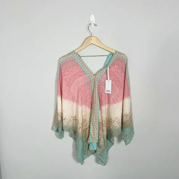 Rose & Olive Pink and Teal Women's Top - Picture 1 of 8